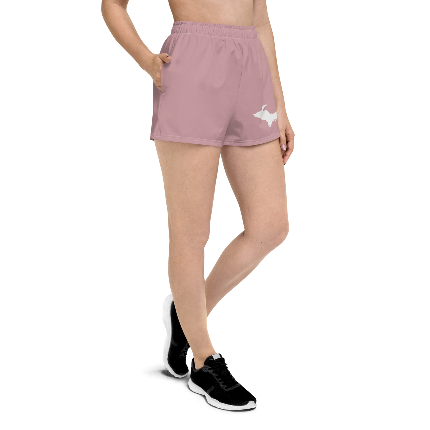 Michigan Upper Peninsula Athletic Shorts (w/ UP Outline) | Women's - Cherry Blossom Pink