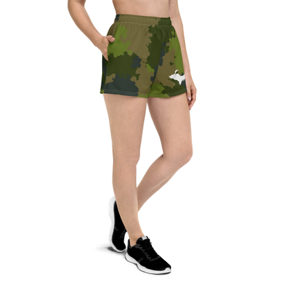 Michigan Upper Peninsula Athletic Shorts (w/ UP Outline) | Women's - Woodland Camo