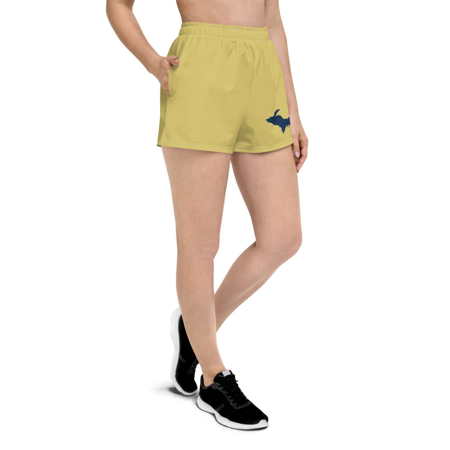 Michigan Upper Peninsula Athletic Shorts (w/ UP Outline) | Women's - Plum Yellow