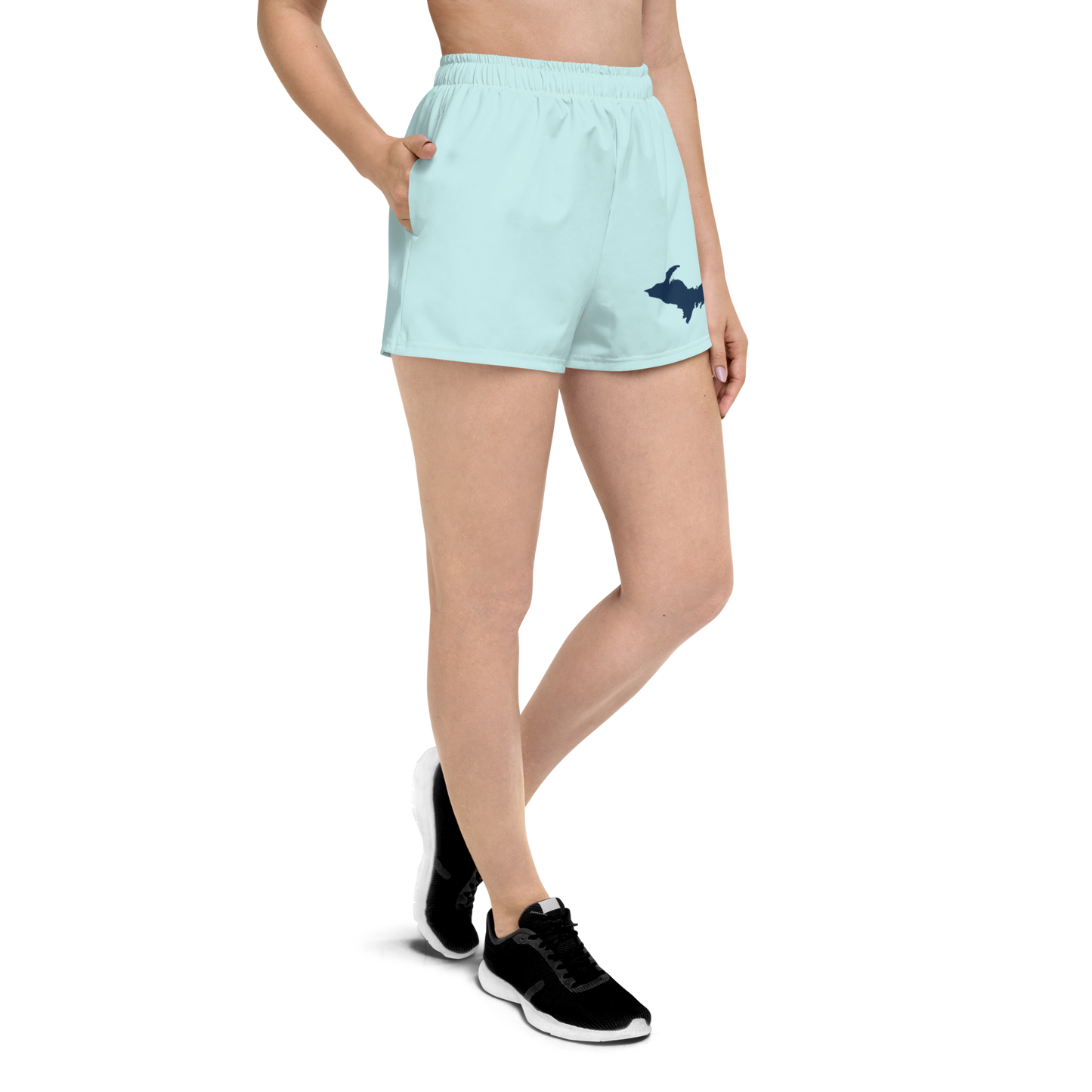 Michigan Upper Peninsula Athletic Shorts (w/ UP Outline) | Women's - Cyan