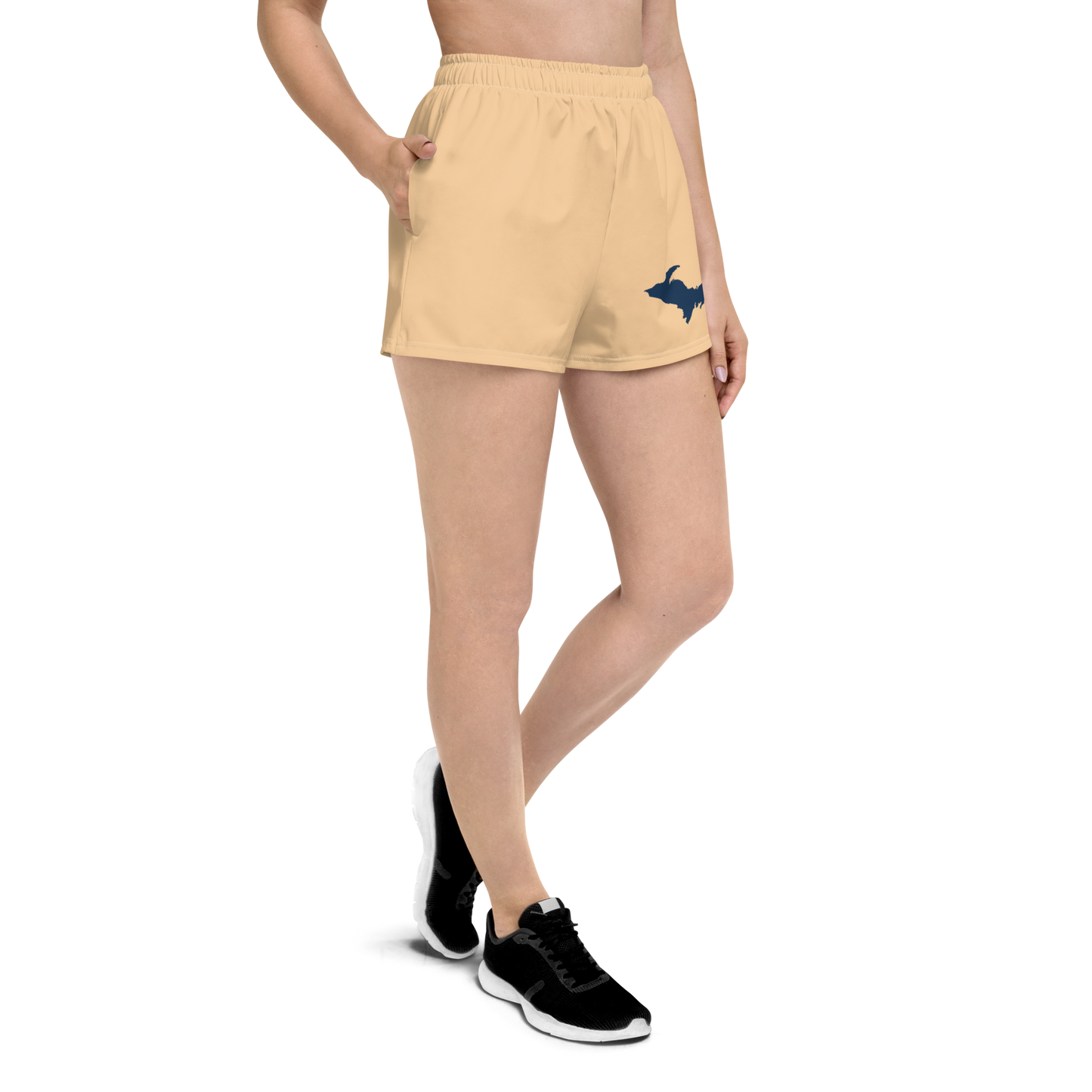 Michigan Upper Peninsula Athletic Shorts (w/ UP Outline) | Women's - Pale Apricot