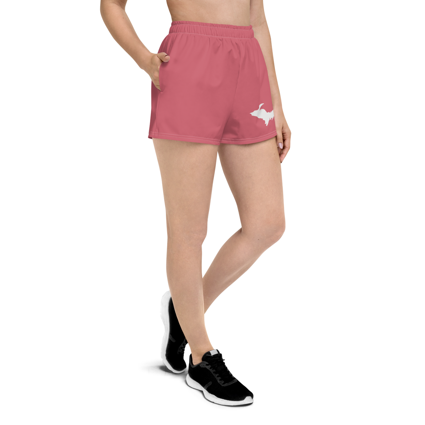 Michigan Upper Peninsula Athletic Shorts (w/ UP Outline) | Women's - Watermelon Pink