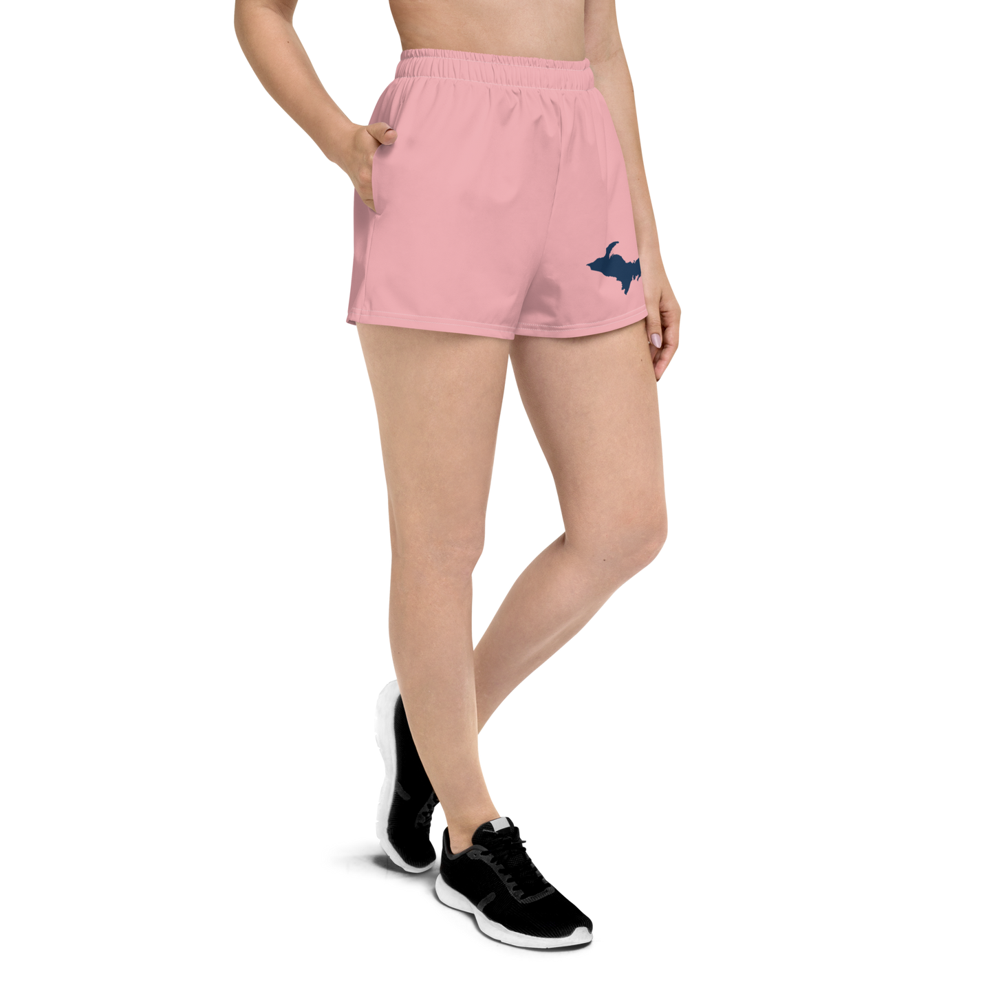 Michigan Upper Peninsula Athletic Shorts (w/ UP Outline) | Women's - Strawberry Pink