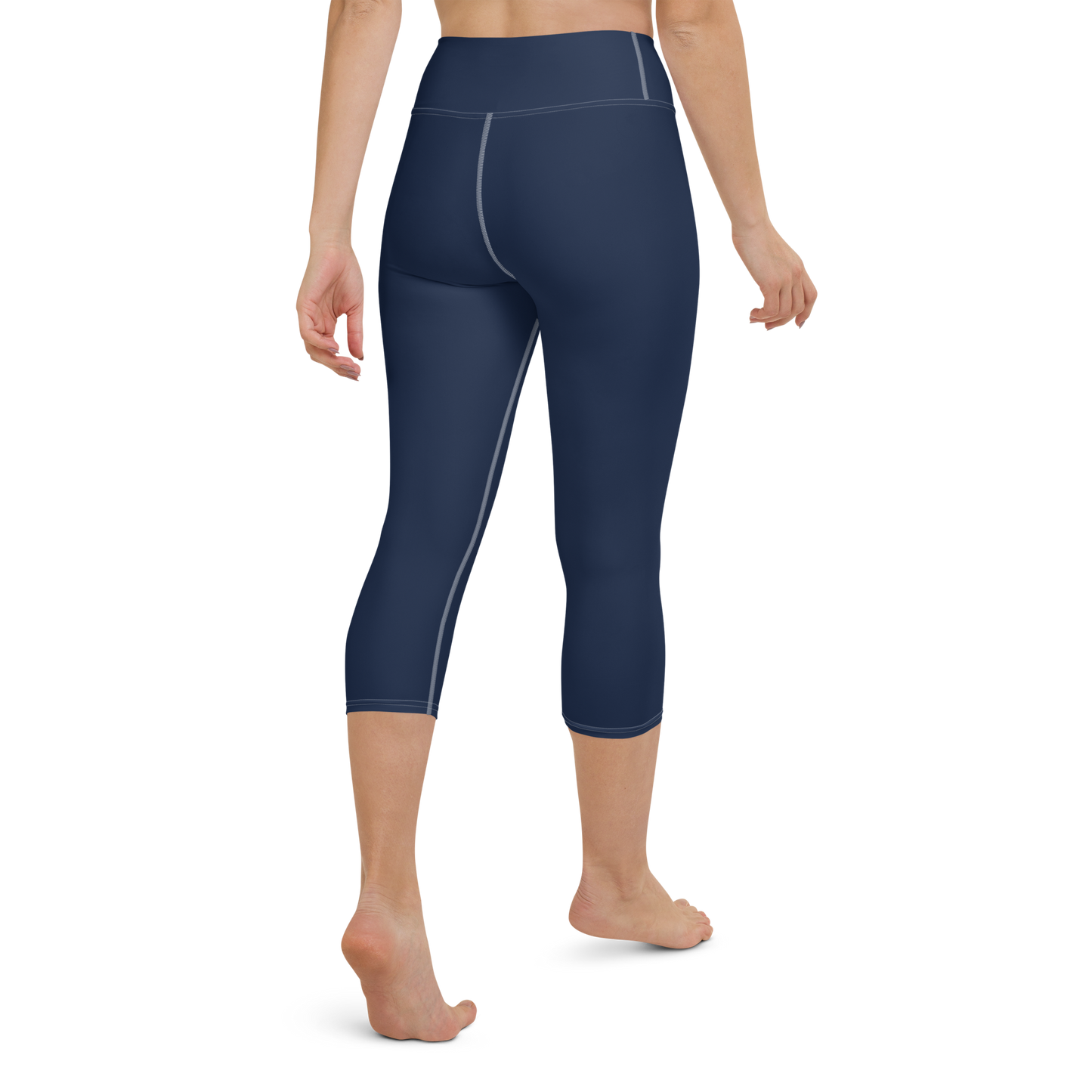 Michigan Upper Peninsula Yoga Capri Leggings (w/ UP USA Flag Outline) | Navy