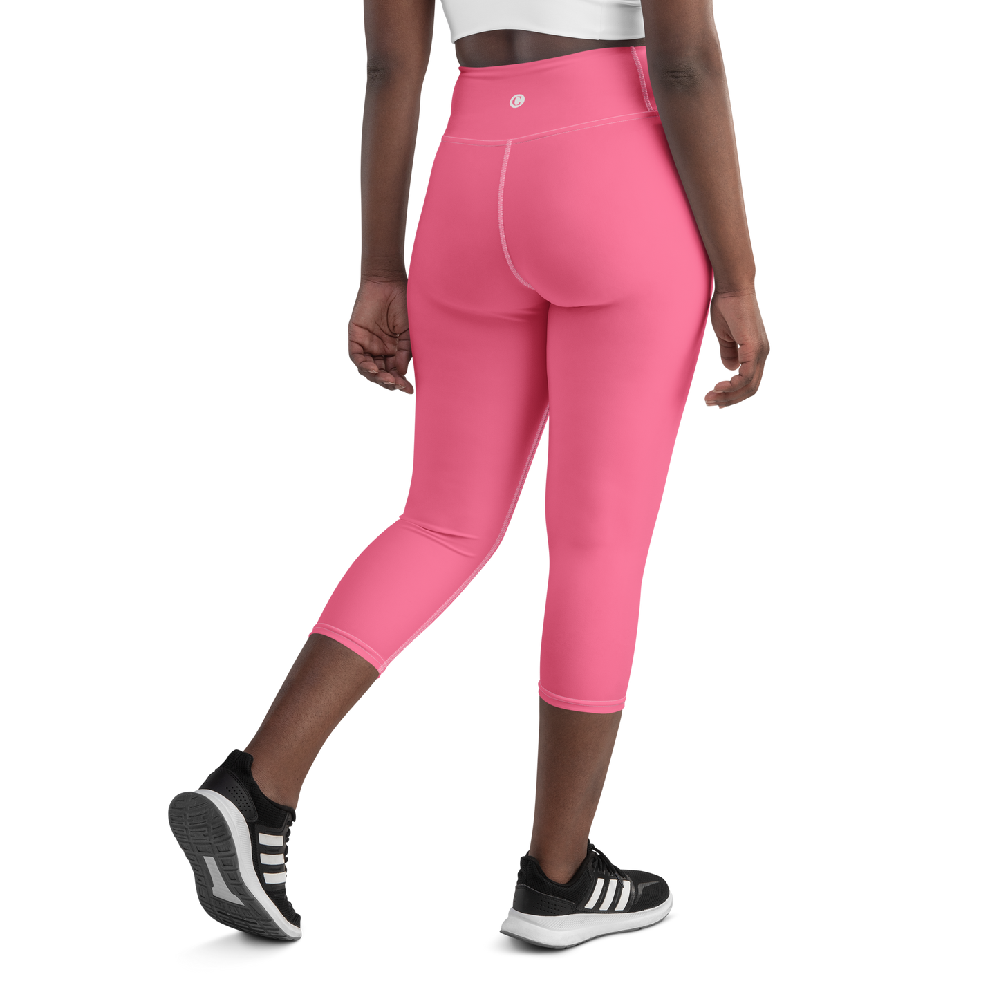 Michigan Upper Peninsula Yoga Capri Leggings (w/ UP USA Flag) | Rhodochrosite Pink