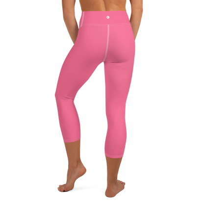 Michigan Upper Peninsula Yoga Capri Leggings (w/ UP USA Flag) | Rhodochrosite Pink