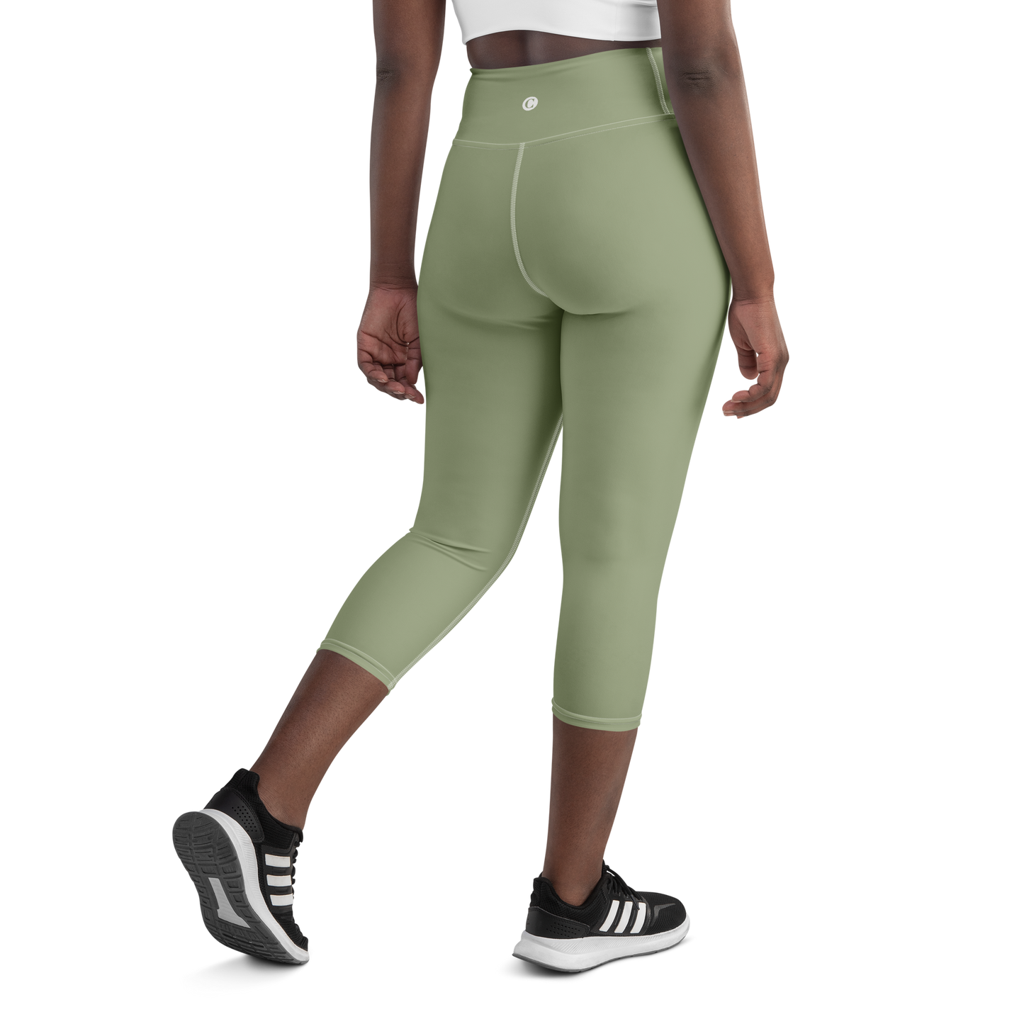 Michigan Upper Peninsula Yoga Capri Leggings (w/ UP USA Flag) | Beachgrass Green