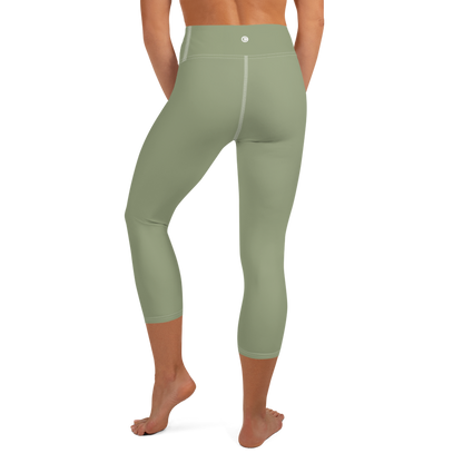 Michigan Upper Peninsula Yoga Capri Leggings (w/ UP USA Flag) | Beachgrass Green