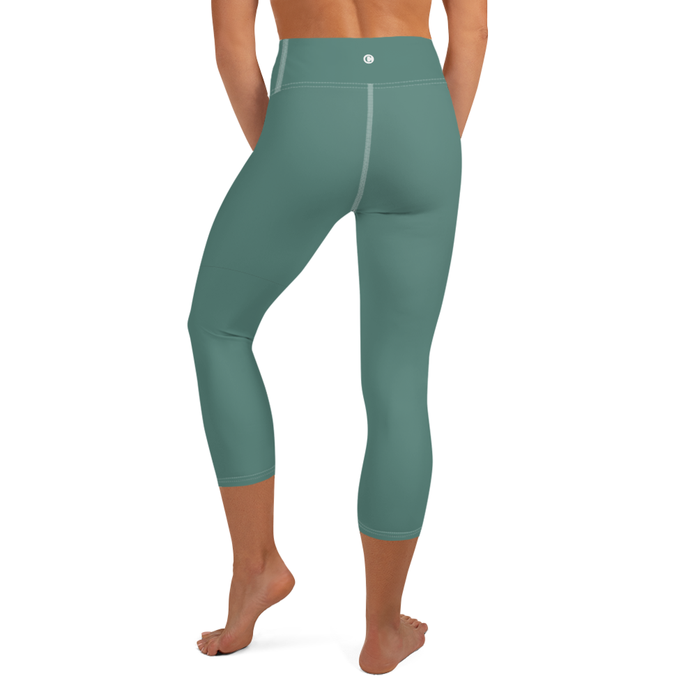 Michigan Upper Peninsula Yoga Capri Leggings (w/ UP USA Flag) | Copper Green