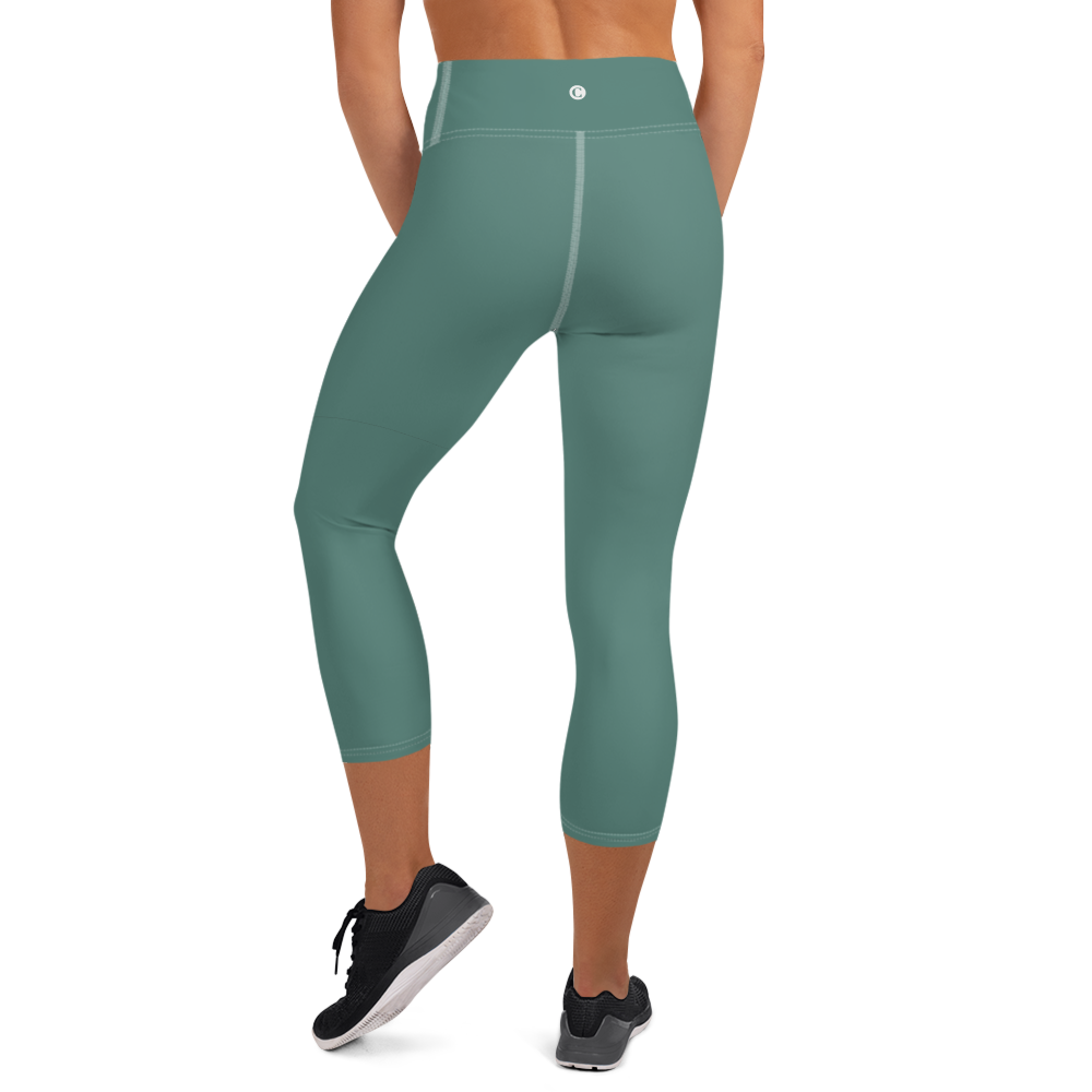 Michigan Upper Peninsula Yoga Capri Leggings (w/ UP USA Flag) | Copper Green