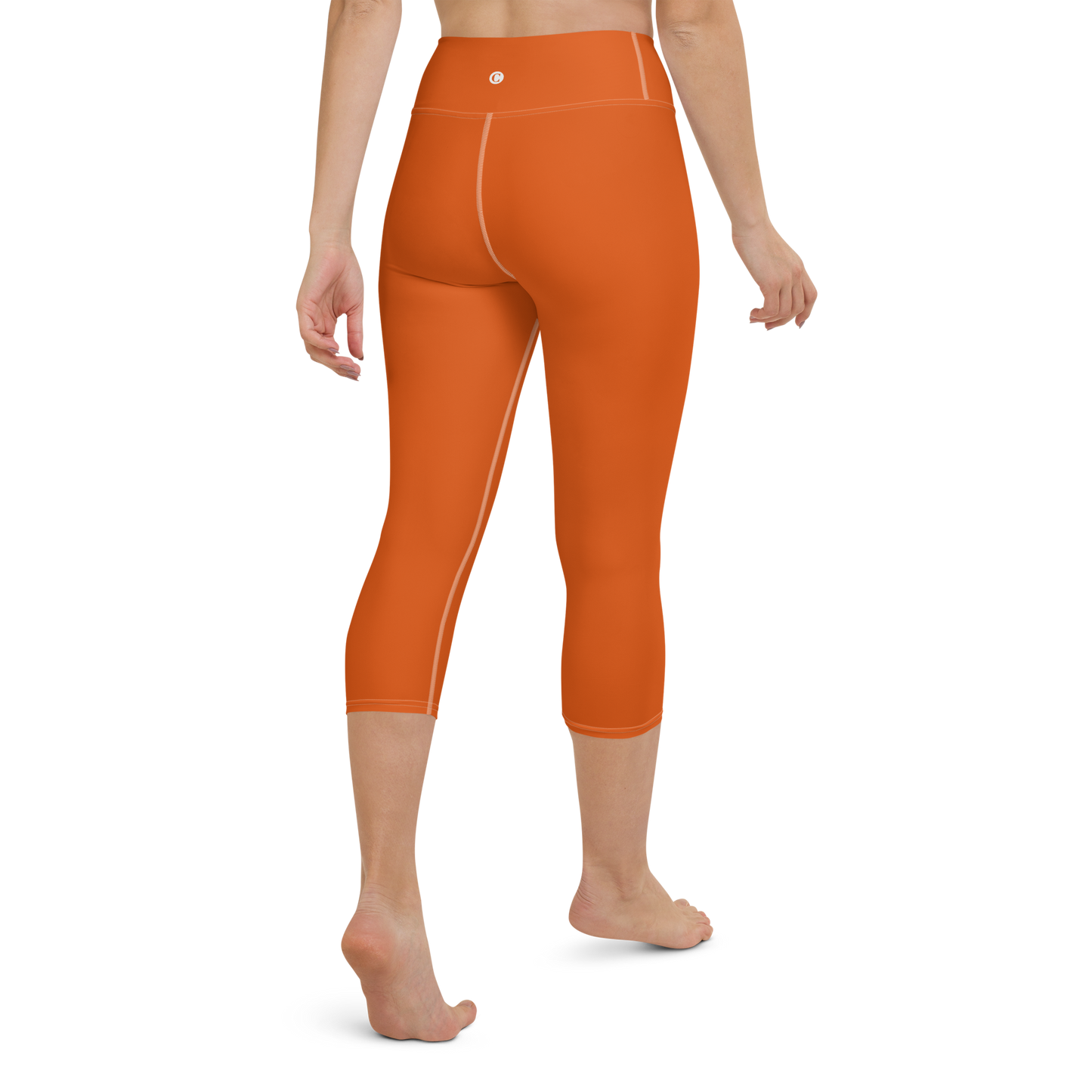 Michigan Upper Peninsula Yoga Capri Leggings (w/ UP USA Flag) | Maple Leaf Orange