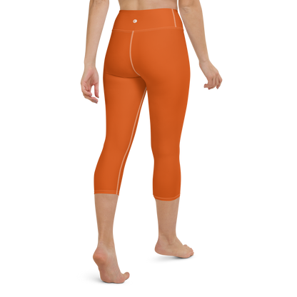 Michigan Upper Peninsula Yoga Capri Leggings (w/ UP USA Flag) | Maple Leaf Orange