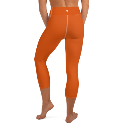 Michigan Upper Peninsula Yoga Capri Leggings (w/ UP USA Flag) | Maple Leaf Orange