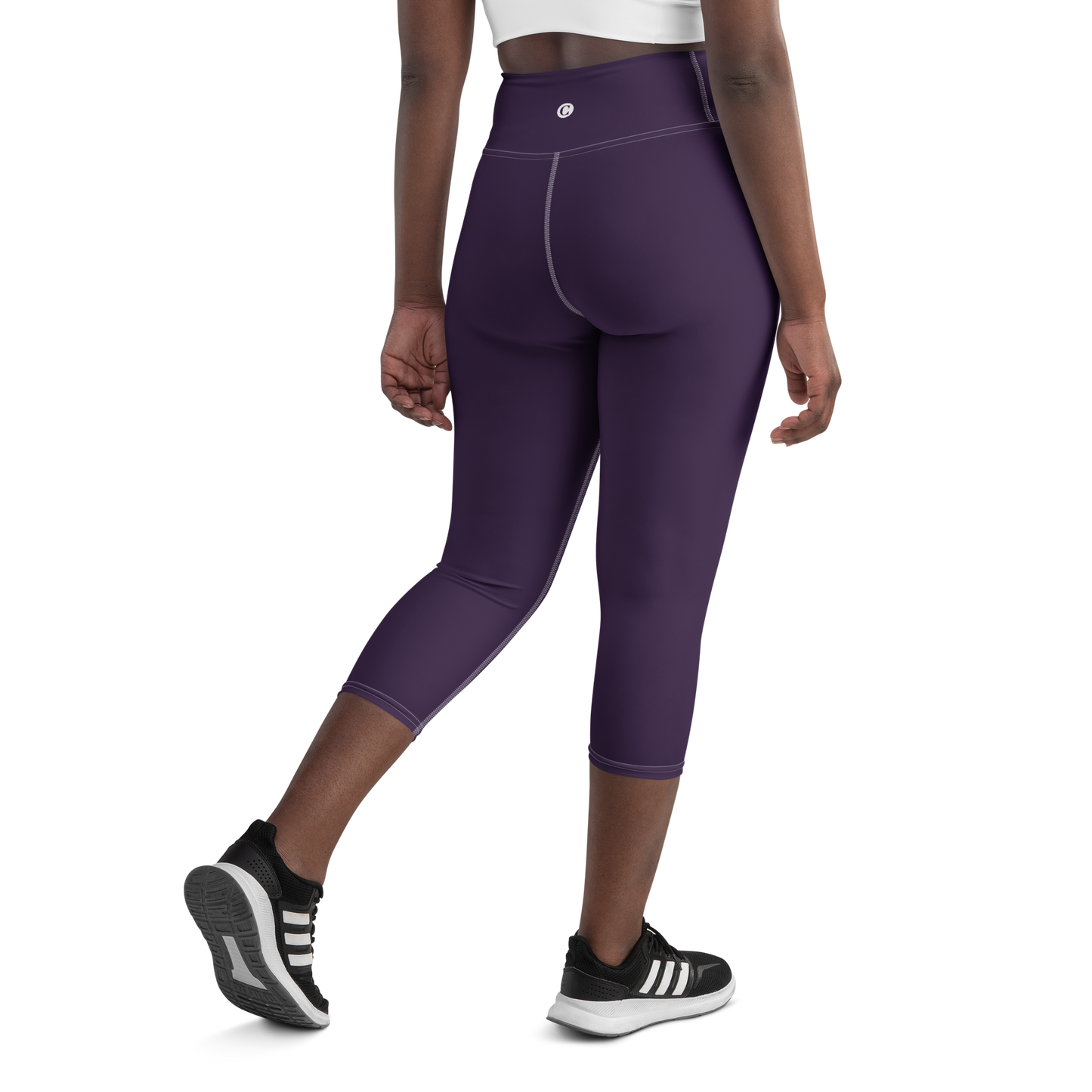 Michigan Upper Peninsula Yoga Capri Leggings (w/ UP USA Flag) | Blackcurrant