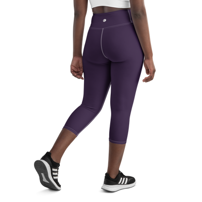 Michigan Upper Peninsula Yoga Capri Leggings (w/ UP USA Flag) | Blackcurrant