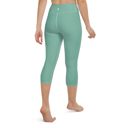 Michigan Upper Peninsula Yoga Capri Leggings (w/ UP USA Flag) | Sencha Green