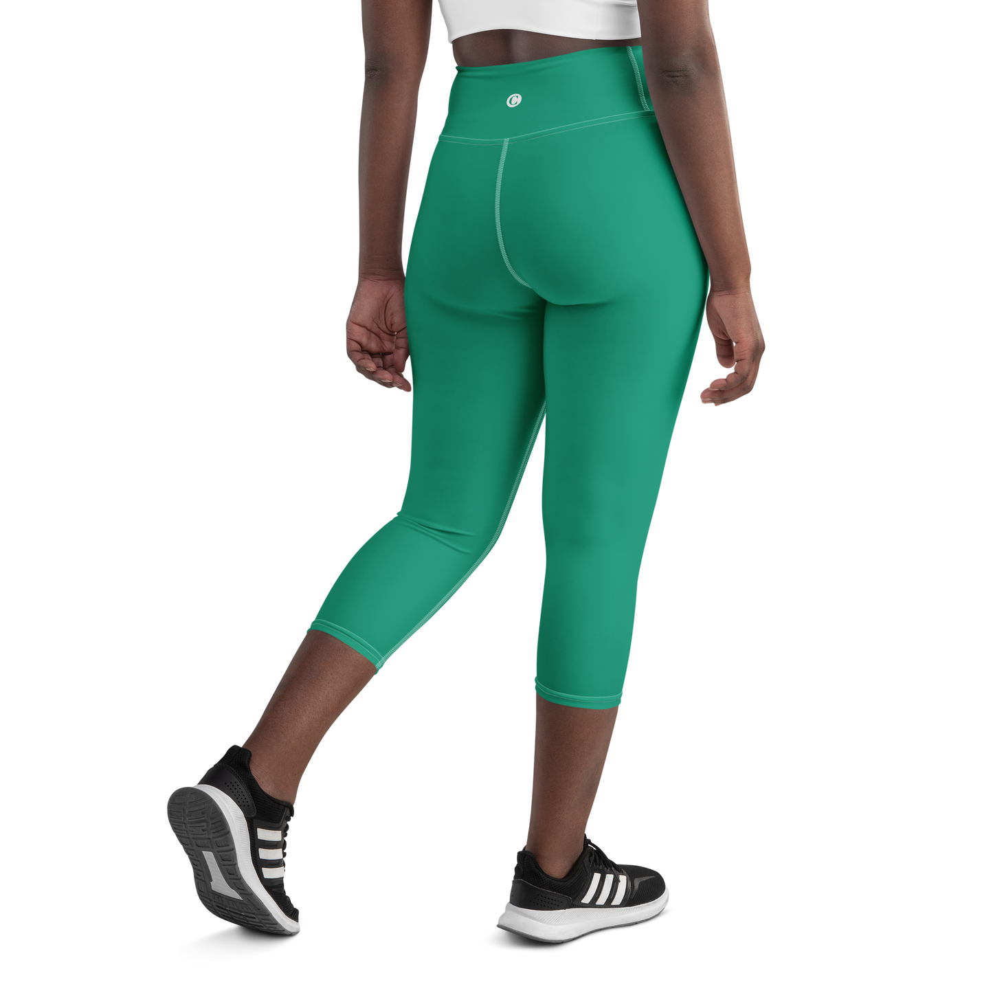 Michigan Upper Peninsula Yoga Capri Leggings (w/ UP USA Flag) | Emerald Green