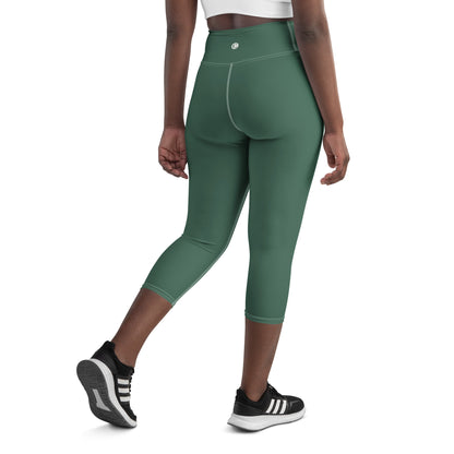 Michigan Upper Peninsula Yoga Capri Leggings (w/ UP USA Flag) | Ginger Ale Green