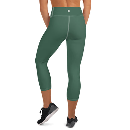 Michigan Upper Peninsula Yoga Capri Leggings (w/ UP USA Flag) | Ginger Ale Green