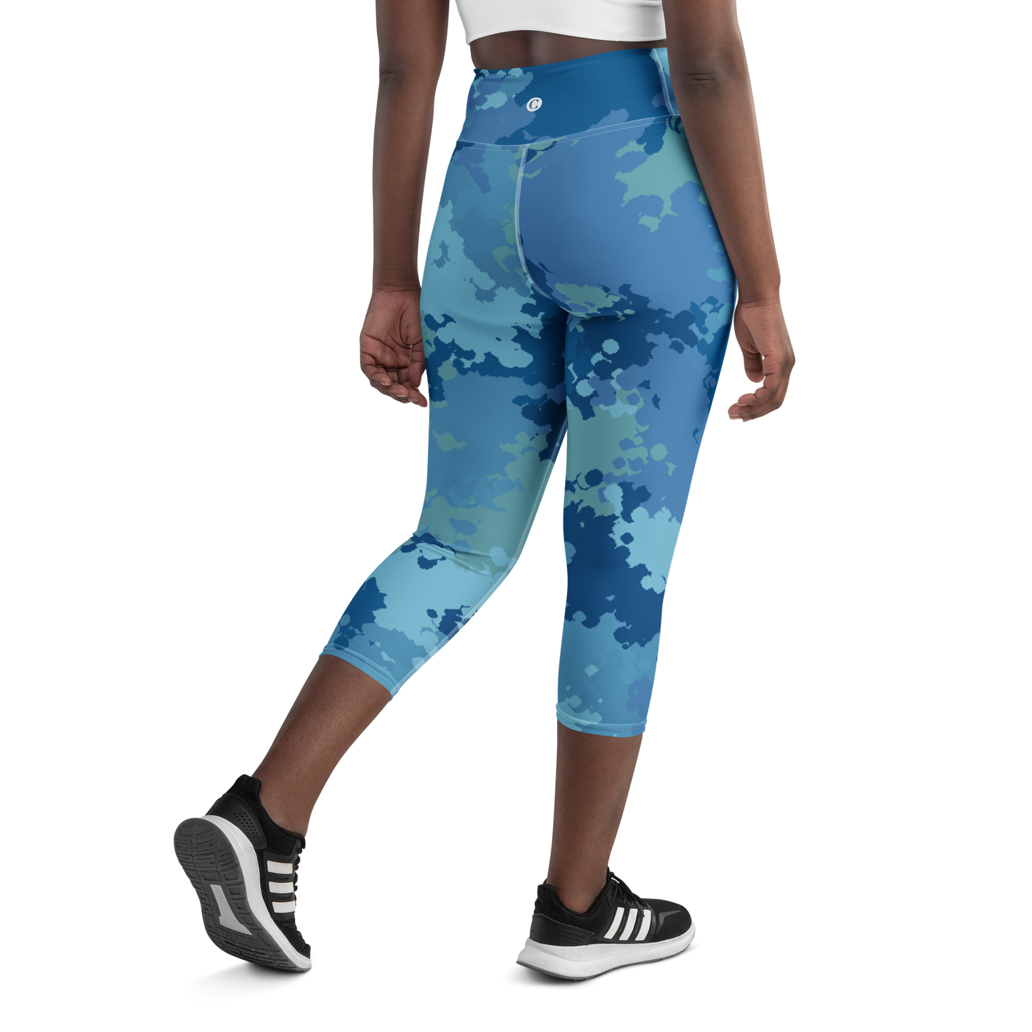 Michigan Upper Peninsula Yoga Capri Leggings (w/ UP USA Flag) | Great Lakes Camo