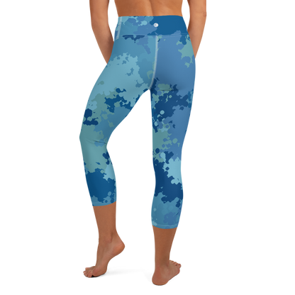 Michigan Upper Peninsula Yoga Capri Leggings (w/ UP USA Flag) | Great Lakes Camo