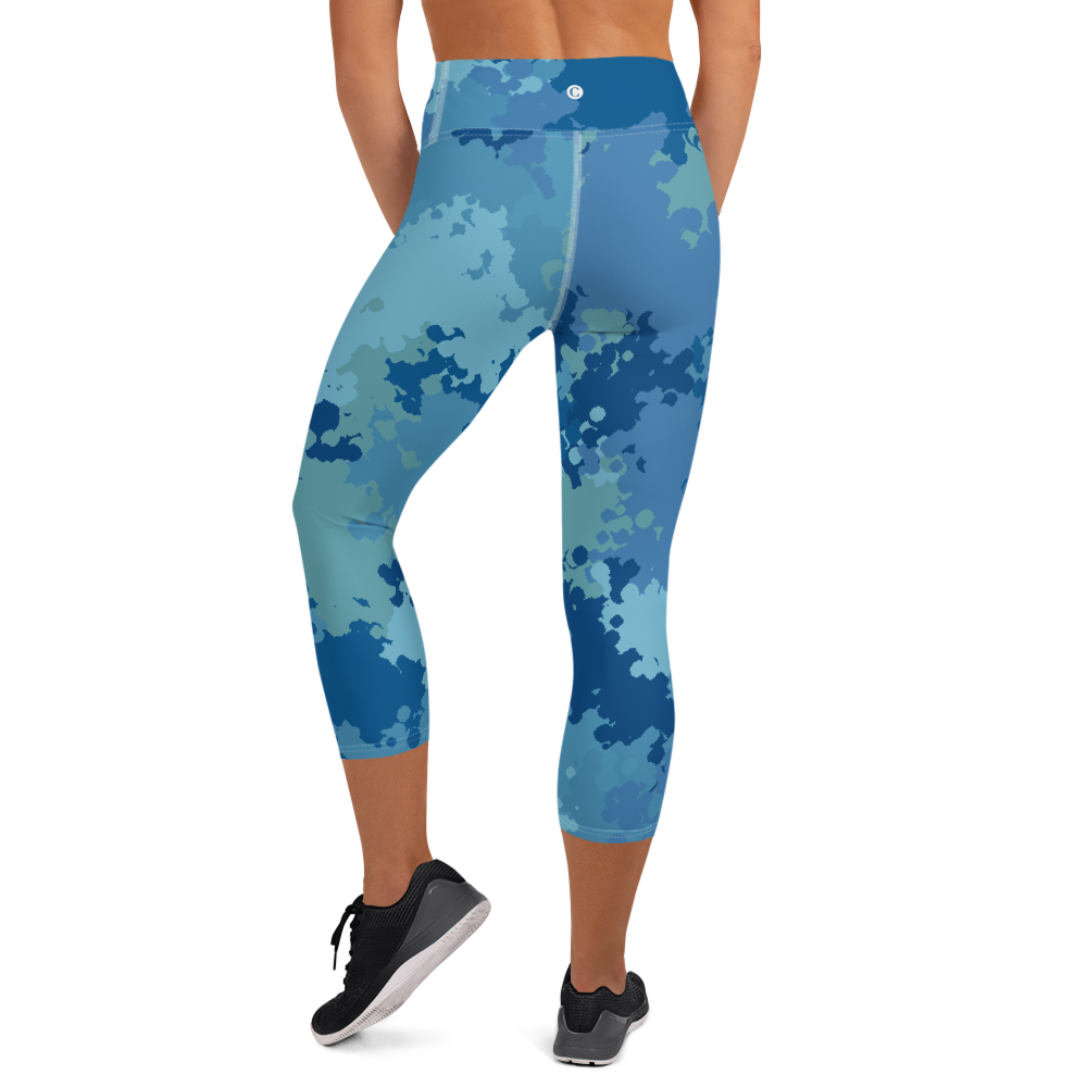 Michigan Upper Peninsula Yoga Capri Leggings (w/ UP USA Flag) | Great Lakes Camo