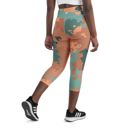 Michigan Upper Peninsula Yoga Capri Leggings (w/ UP USA Flag) | Copper Country Camo