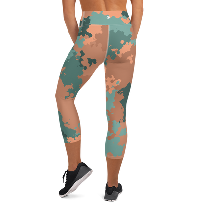 Michigan Upper Peninsula Yoga Capri Leggings (w/ UP USA Flag) | Copper Country Camo