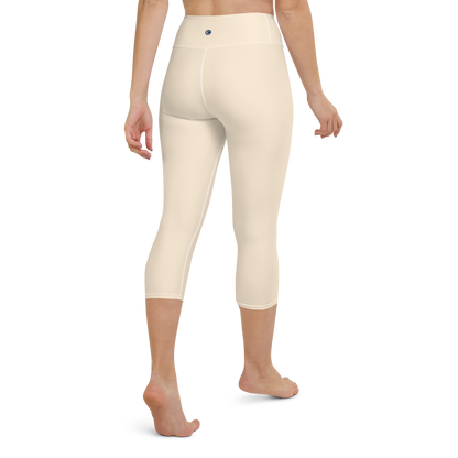 Michigan Upper Peninsula Yoga Capri Leggings (w/ UP USA Flag) | Champagne White