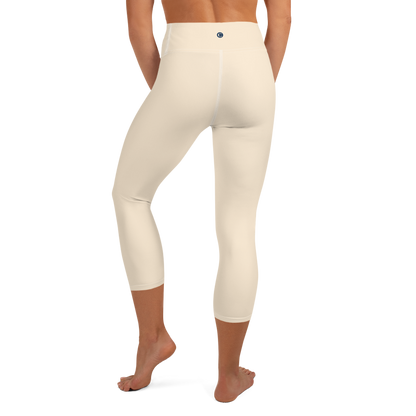 Michigan Upper Peninsula Yoga Capri Leggings (w/ UP USA Flag) | Champagne White