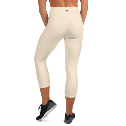 Michigan Upper Peninsula Yoga Capri Leggings (w/ UP USA Flag) | Champagne White