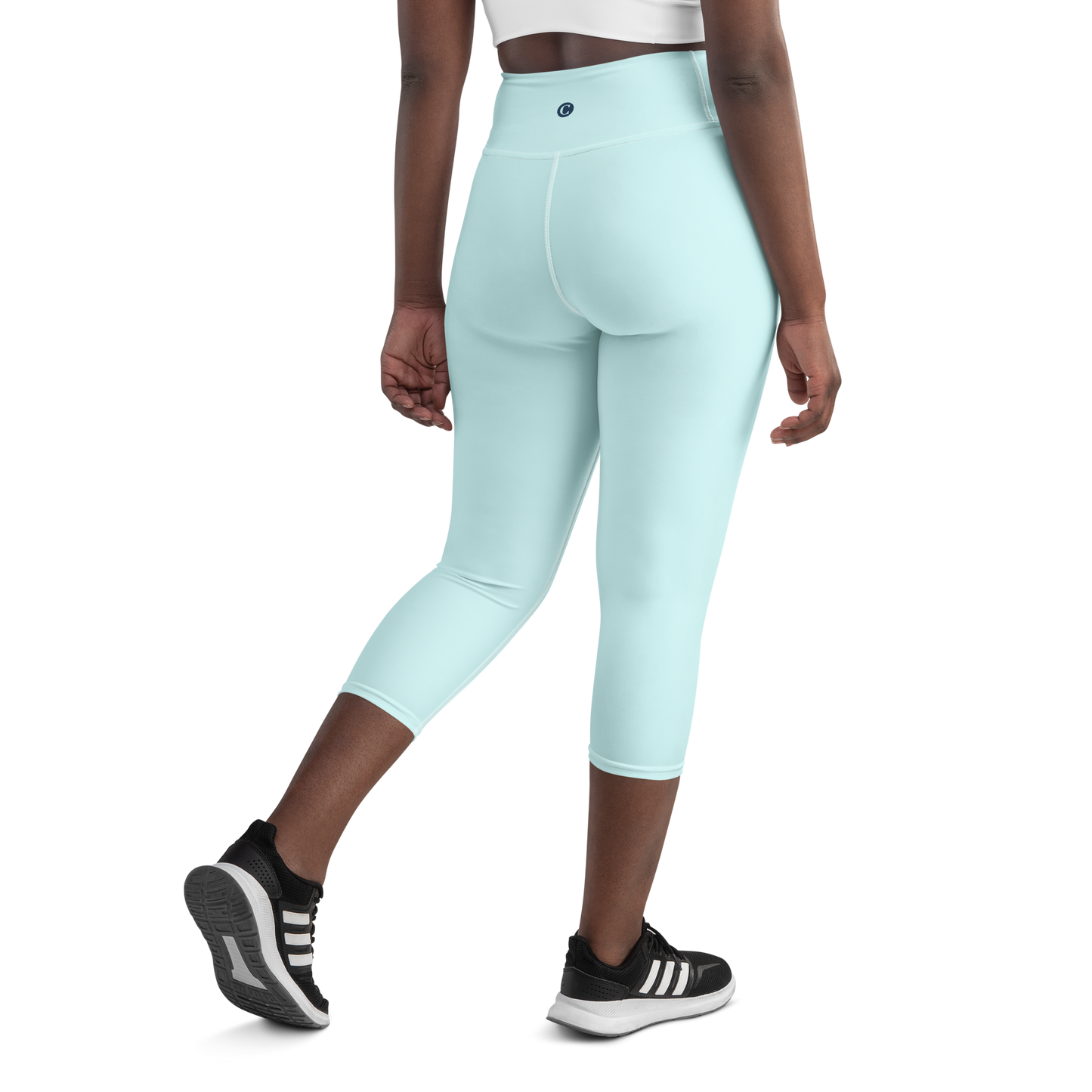 Michigan Upper Peninsula Yoga Capri Leggings (w/ UP USA Flag) | Cyan