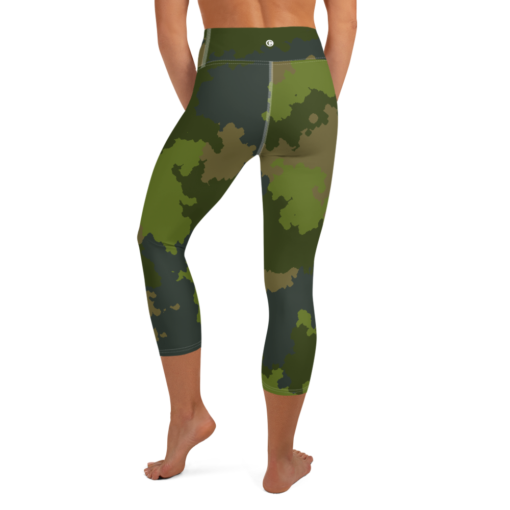 Michigan Upper Peninsula Yoga Leggings (w/ UP USA Flag) | Woodland Camo