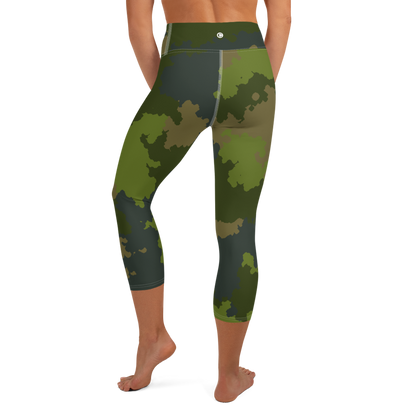 Michigan Upper Peninsula Yoga Leggings (w/ UP USA Flag) | Woodland Camo