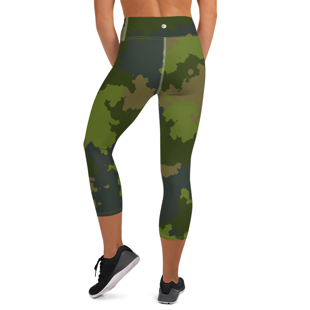 Michigan Upper Peninsula Yoga Leggings (w/ UP USA Flag) | Woodland Camo