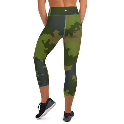 Michigan Upper Peninsula Yoga Leggings (w/ UP USA Flag) | Woodland Camo