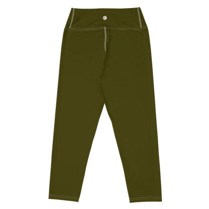 Michigan Upper Peninsula Yoga Capri Leggings (w/ UP Outline) | Military Green