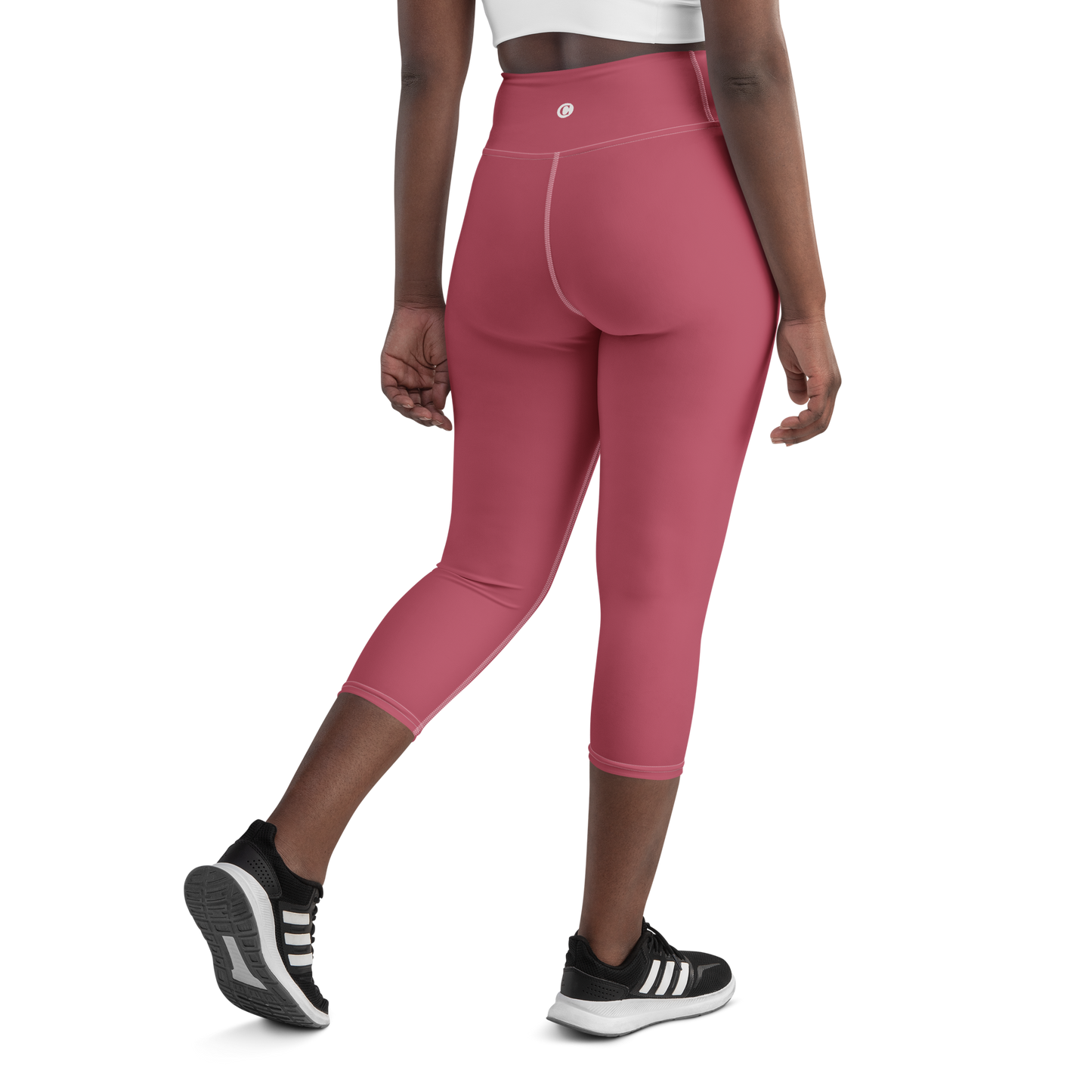 Michigan Upper Peninsula Yoga Capri Leggings (w/ UP Outline) | Popstar Pink