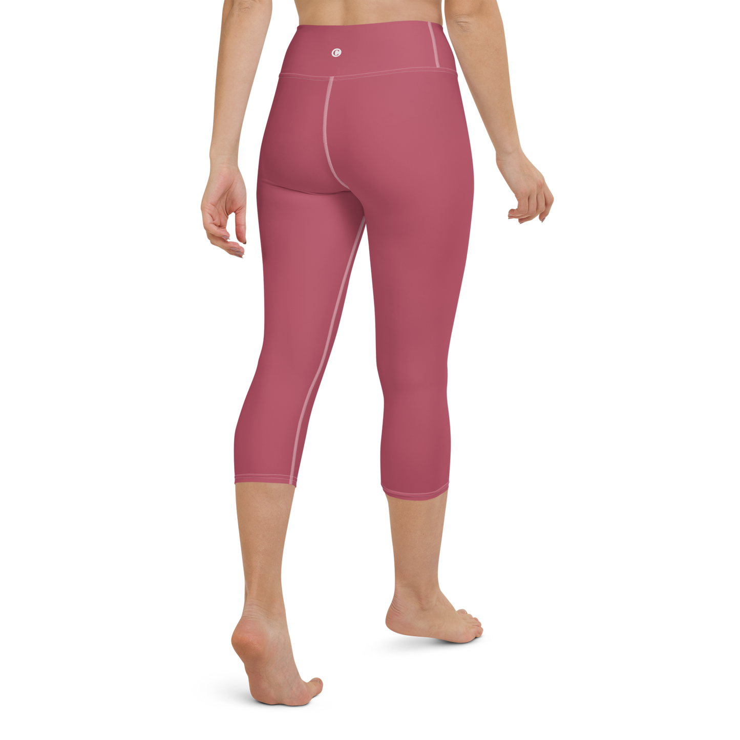 Michigan Upper Peninsula Yoga Capri Leggings (w/ UP Outline) | Popstar Pink