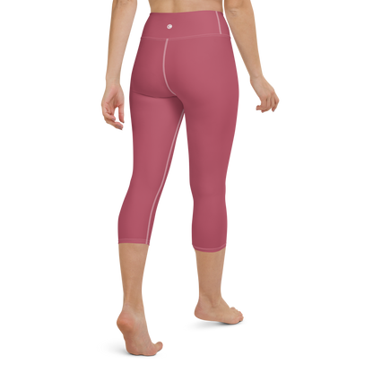 Michigan Upper Peninsula Yoga Capri Leggings (w/ UP Outline) | Popstar Pink