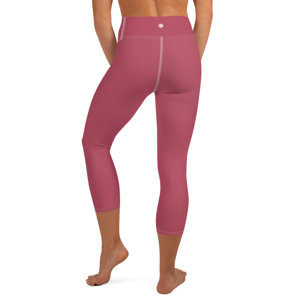 Michigan Upper Peninsula Yoga Capri Leggings (w/ UP Outline) | Popstar Pink