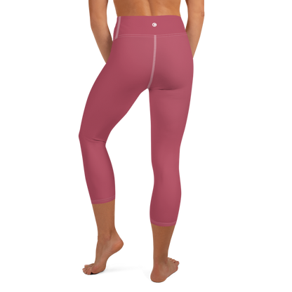 Michigan Upper Peninsula Yoga Capri Leggings (w/ UP Outline) | Popstar Pink