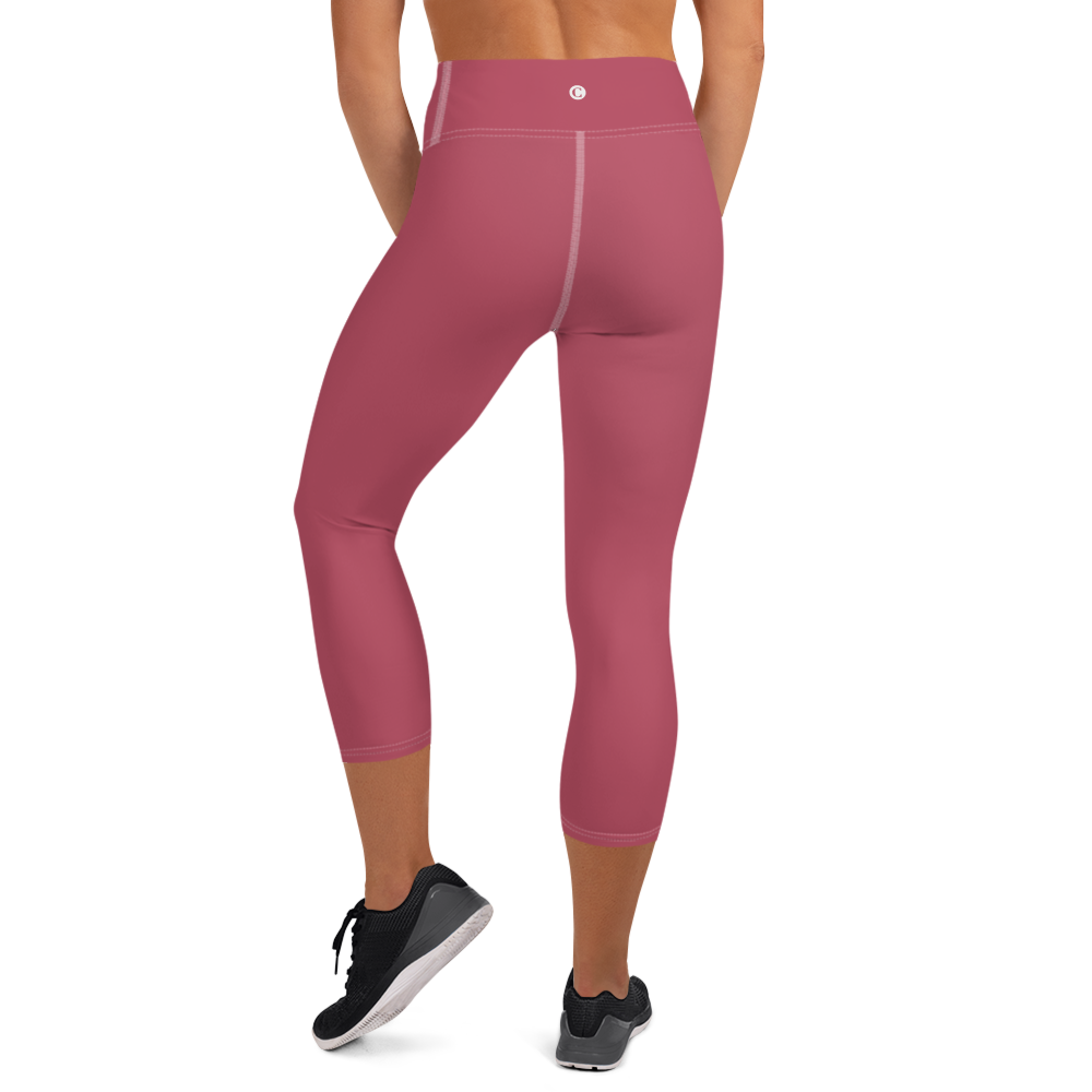 Michigan Upper Peninsula Yoga Capri Leggings (w/ UP Outline) | Popstar Pink