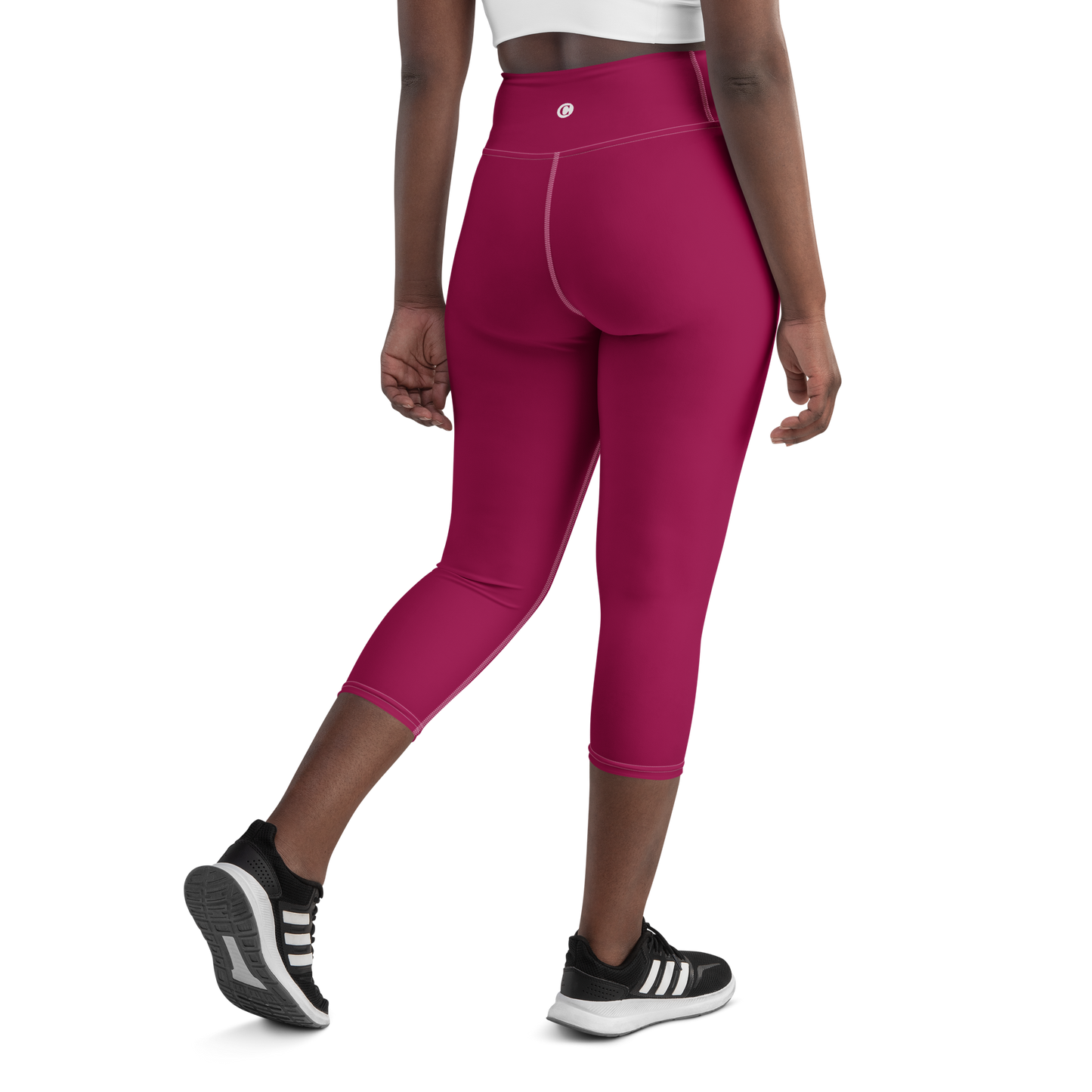 Michigan Upper Peninsula Yoga Capri Leggings (w/ UP Outline) | Burgandy