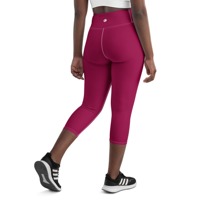 Michigan Upper Peninsula Yoga Capri Leggings (w/ UP Outline) | Burgandy