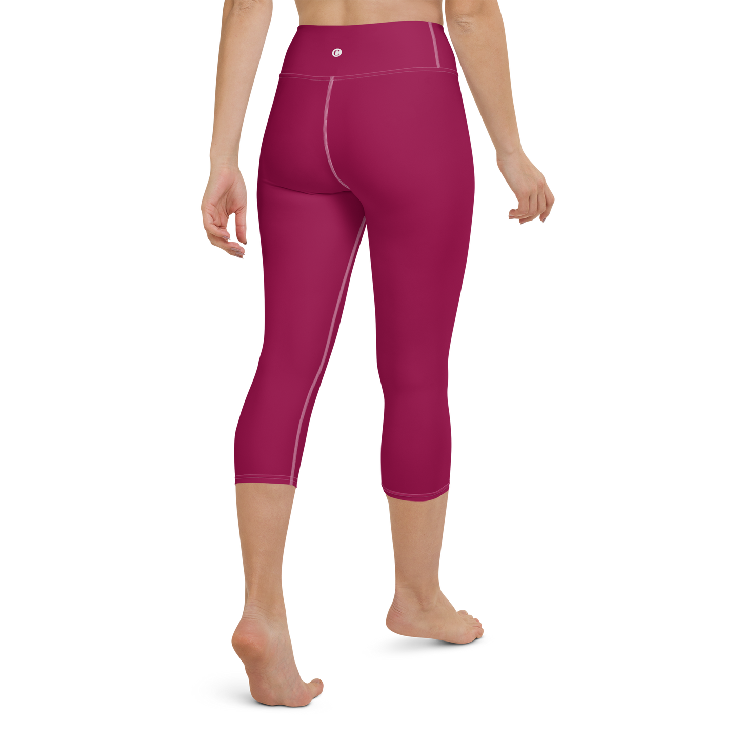 Michigan Upper Peninsula Yoga Capri Leggings (w/ UP Outline) | Burgandy