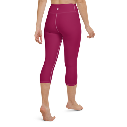 Michigan Upper Peninsula Yoga Capri Leggings (w/ UP Outline) | Burgandy