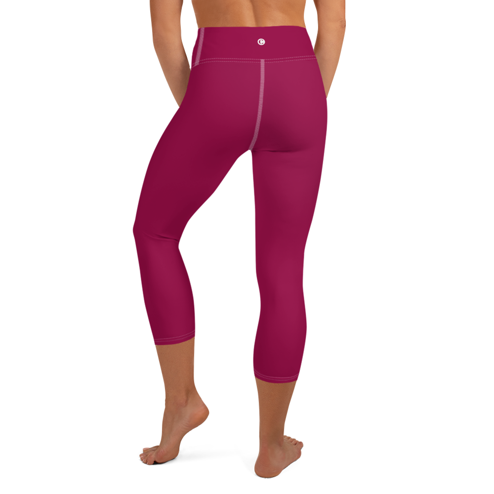 Michigan Upper Peninsula Yoga Capri Leggings (w/ UP Outline) | Burgandy