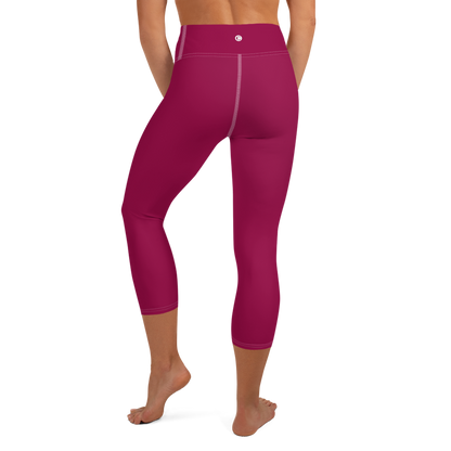 Michigan Upper Peninsula Yoga Capri Leggings (w/ UP Outline) | Burgandy