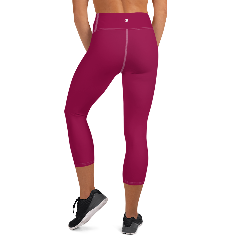 Michigan Upper Peninsula Yoga Capri Leggings (w/ UP Outline) | Burgandy